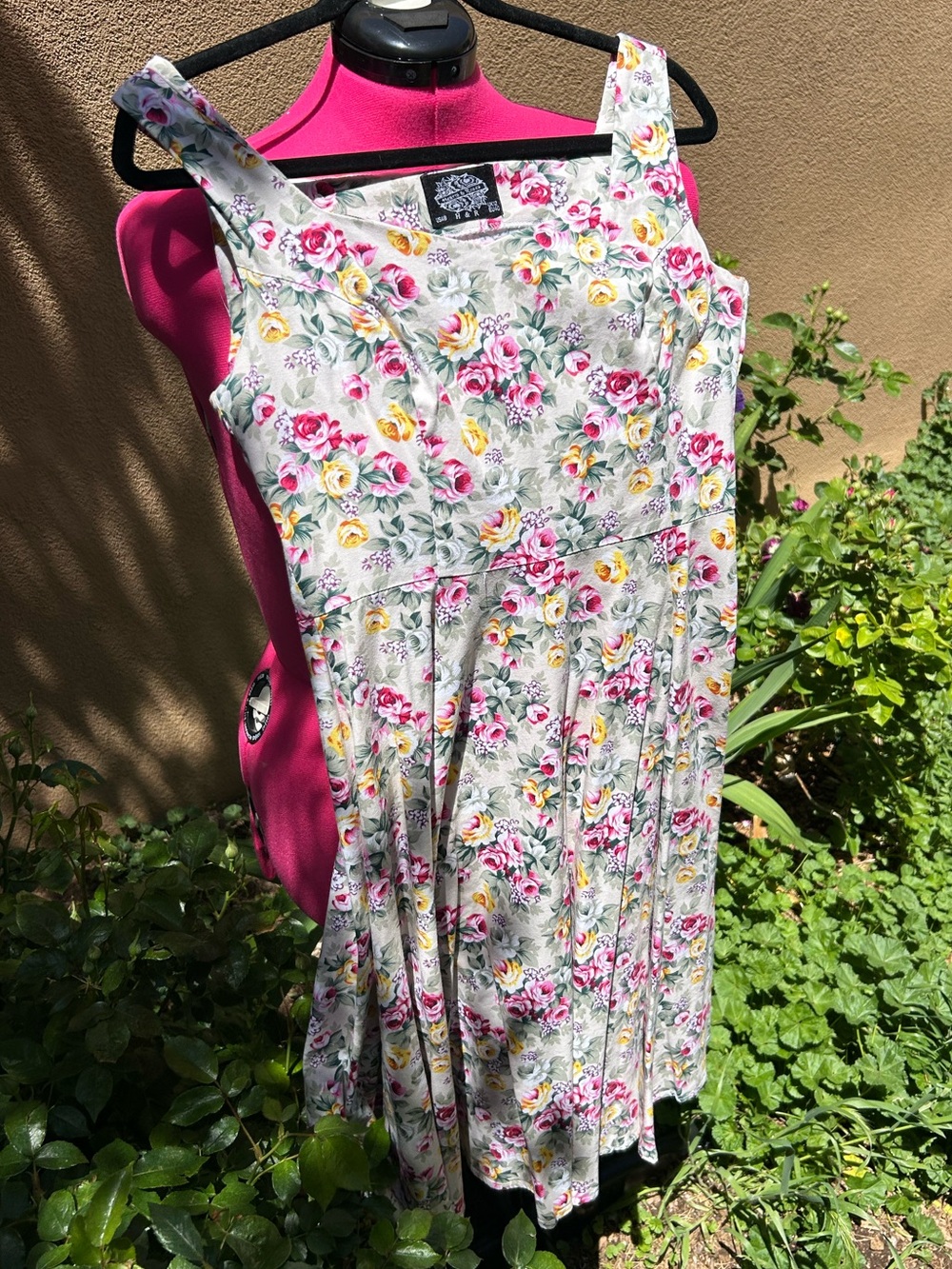Hearts & Roses Floral Sundress with Pink & Yellow Roses